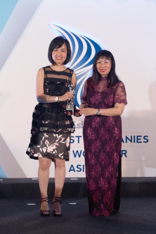 Ms. Ann Lau, Director of Group Human Resources Asia (Left) receives the “Best Companies to Work for in Asia 2016 Award” from HR Asia