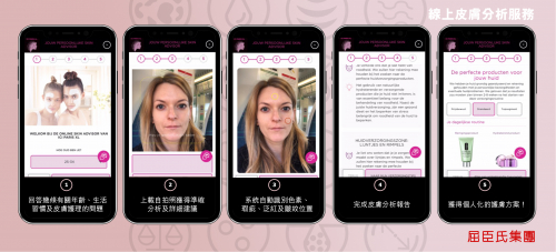 線上人工智能皮膚分析服務 Skin Advisor為顧客分析皮膚狀況，建議最合適顧客的產品